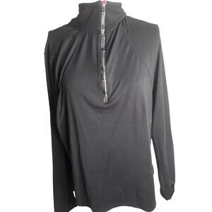 Juicy Couture Black Athletic 1/4 Zip Jacket- Womens Size XXL- Y2K
